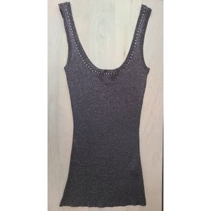 Bebe Metallic Beaded Neckline Tank Top